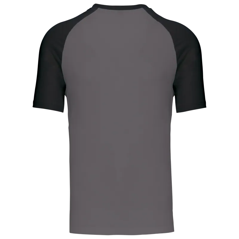 Baseball - Tweekleurig T-shirt in Slate Grey / Black, achterkant
