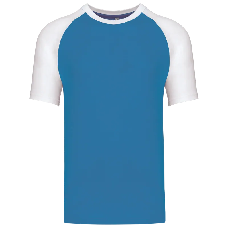 Baseball - Tweekleurig T-shirt in Aqua Blue / White