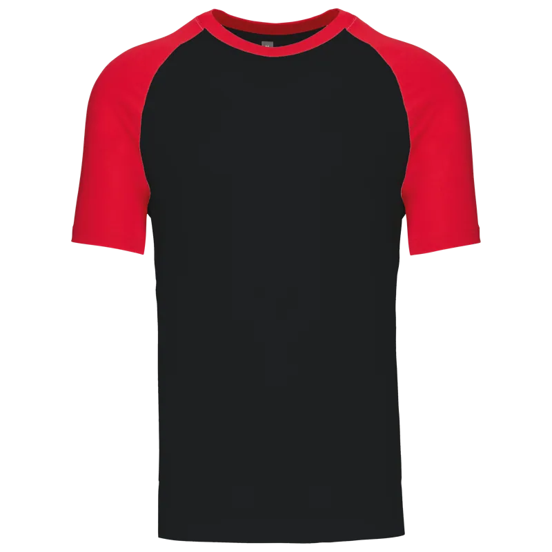 Baseball - Tweekleurig T-shirt in Black / Red