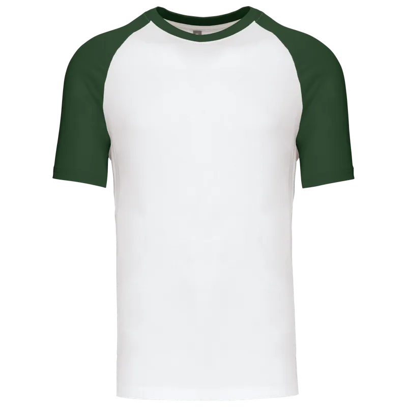 Baseball - Tweekleurig T-shirt in White / Forest Green
