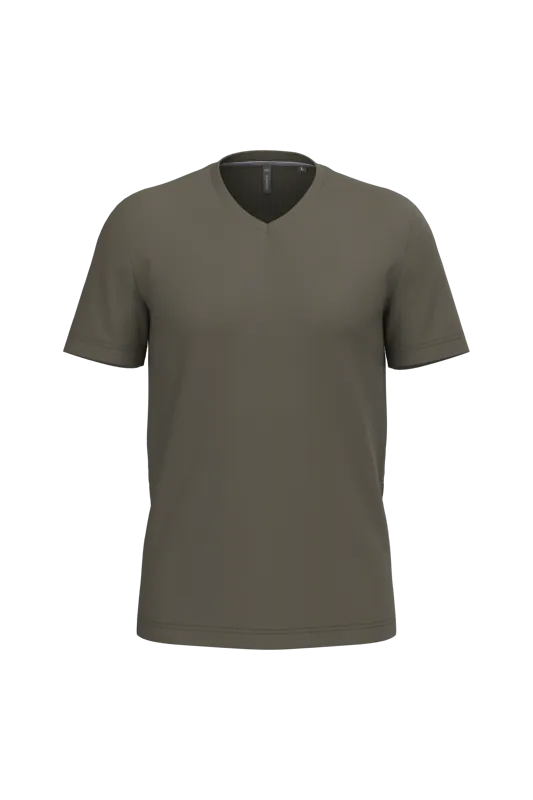 T-shirt V-hals korte mouwen in Dark Khaki