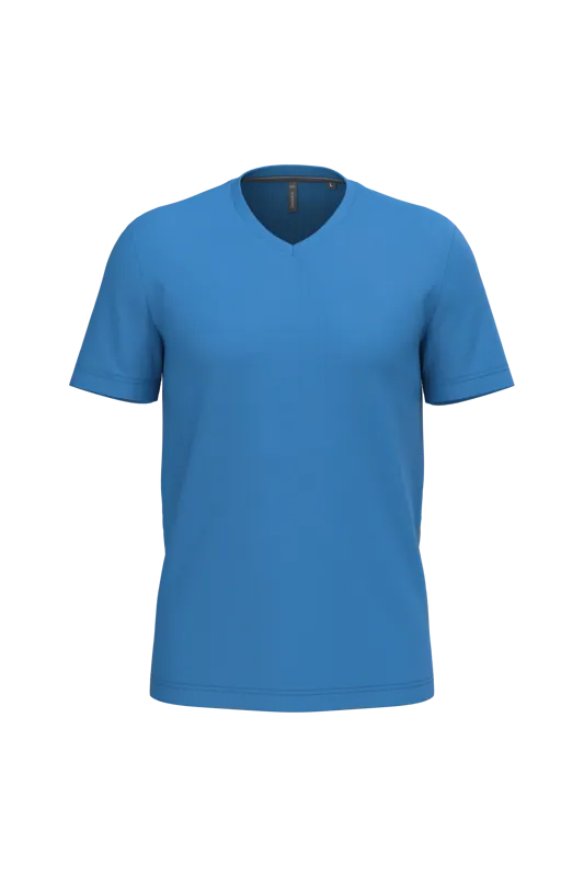 T-shirt V-hals korte mouwen in Light Royal Blue