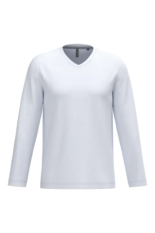 T-shirt V-hals lange mouwen in White