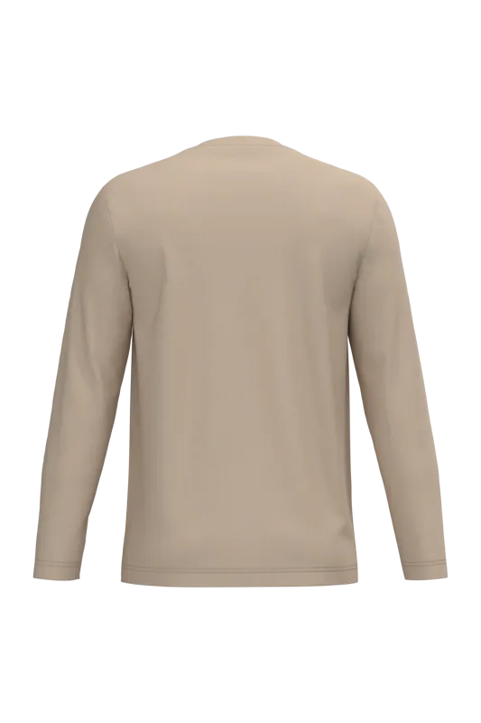 T-shirt ronde hals lange mouwen in Light Sand, achterkant
