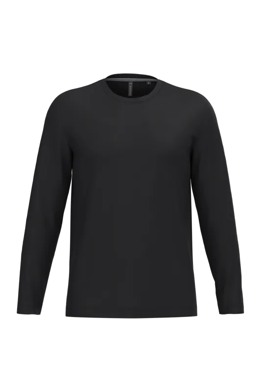 T-shirt ronde hals lange mouwen in Black