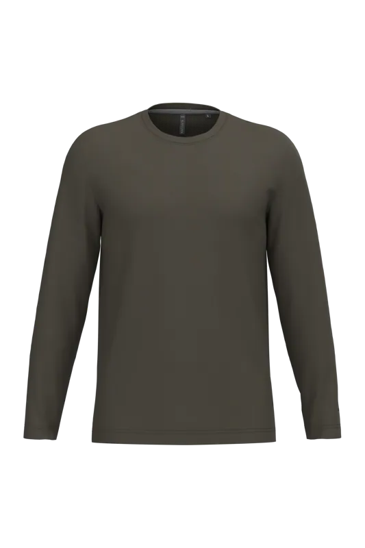 T-shirt ronde hals lange mouwen in Dark Khaki