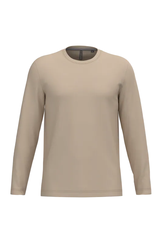 T-shirt ronde hals lange mouwen in Light Sand