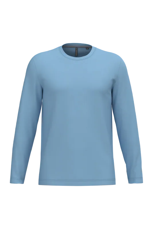 T-shirt ronde hals lange mouwen in Sky Blue