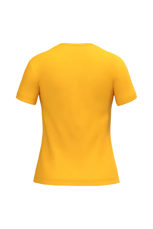 Dames T-shirt ronde hals korte mouwen in Yellow, achterkant