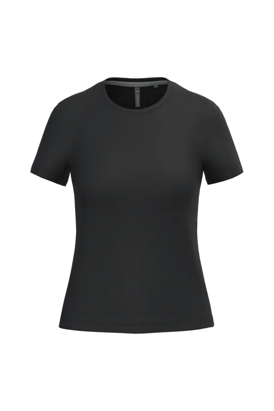 Dames T-shirt ronde hals korte mouwen in Black