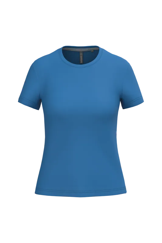 Dames T-shirt ronde hals korte mouwen in Light Royal Blue