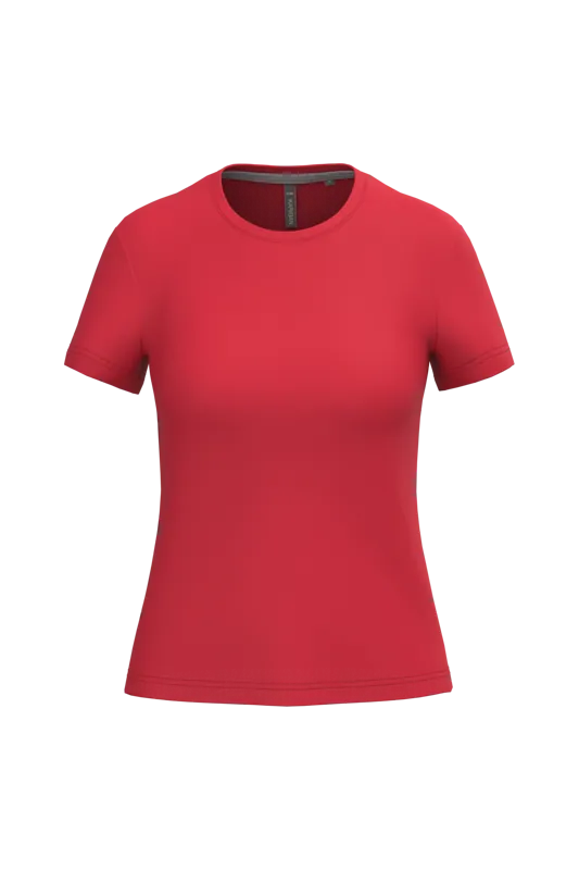 Dames T-shirt ronde hals korte mouwen in Red