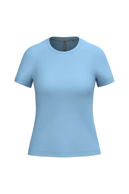 Dames T-shirt ronde hals korte mouwen in Sky Blue