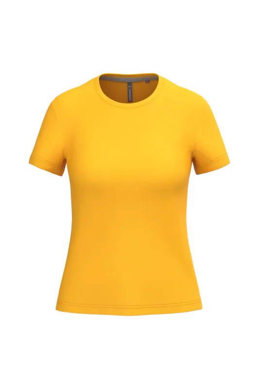 Dames T-shirt ronde hals korte mouwen in Yellow