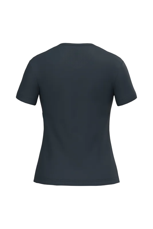 Dames T-shirt v-hals met korte mouwen in Navy, achterkant