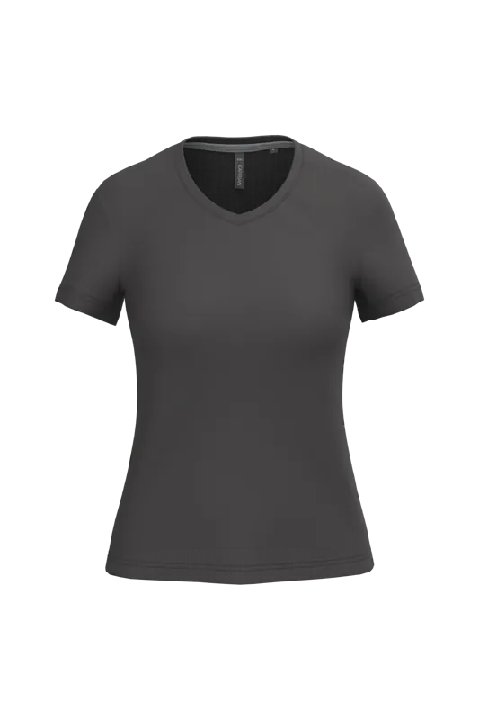 Dames T-shirt v-hals met korte mouwen in Dark Grey