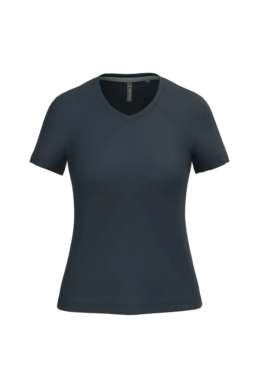 Dames T-shirt v-hals met korte mouwen in Navy