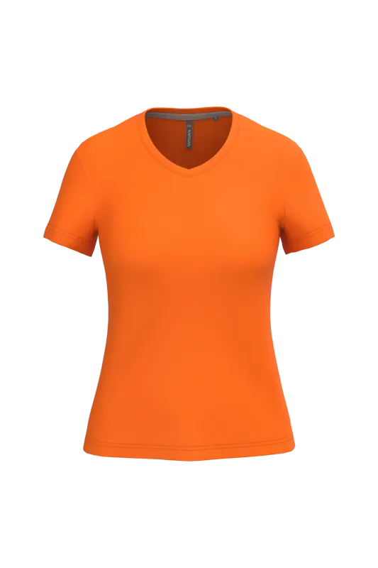 Dames T-shirt v-hals met korte mouwen in Orange
