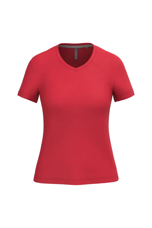 Dames T-shirt v-hals met korte mouwen in Red