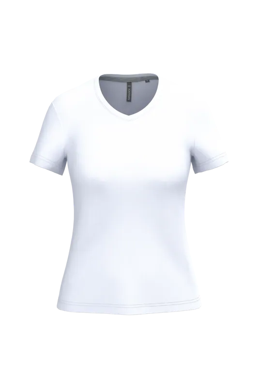 Dames T-shirt v-hals met korte mouwen in White