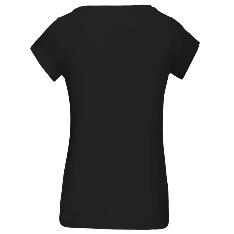 Dames-T-shirt korte mouwen met boothals in Black, achterkant