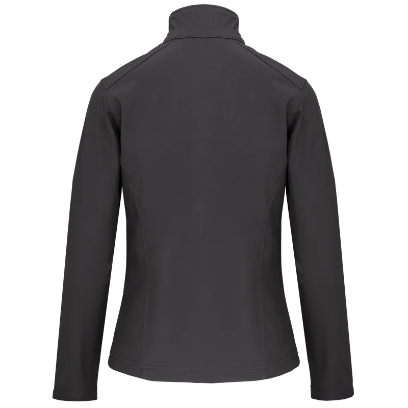 Dames softshell jas in Titanium, achterkant