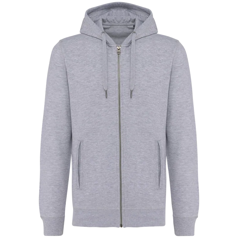Ecologisch uniseks sweatvest met capuchon in Oxford Grey