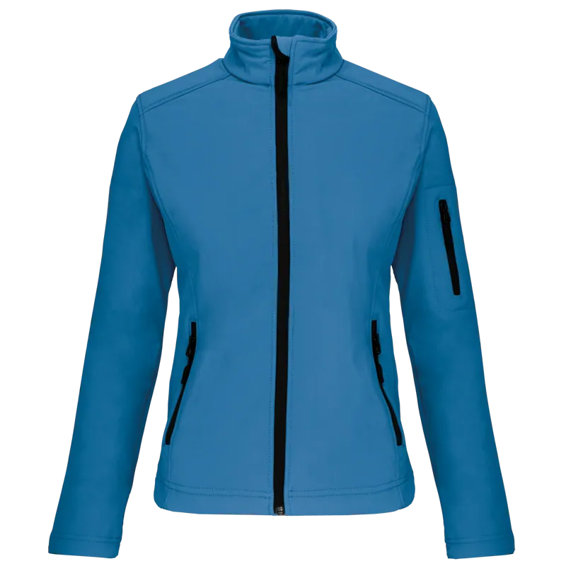 Dames softshell jas in Aqua Blue