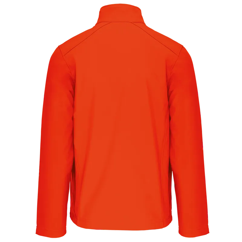 Softshell jas in Fluorescent Orange, achterkant