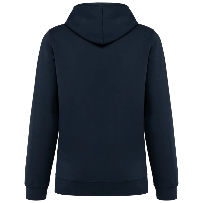 Unisex sweater met capuchon met contrasterend motief in Navy / Red Tartan, achterkant