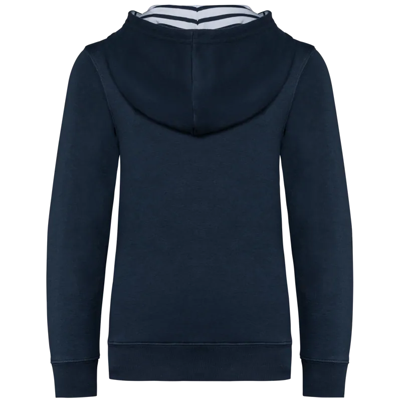 Sweater met contrasterende capuchon met motief in Navy / Mariniere, achterkant