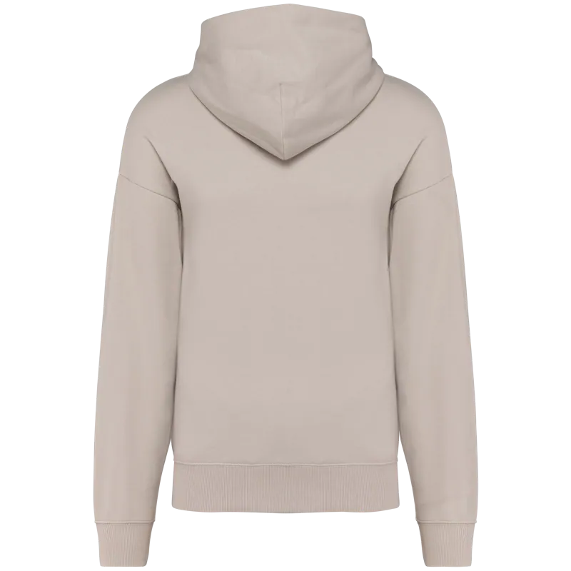 Oversized fleece sweater met capuchon in Clay, achterkant