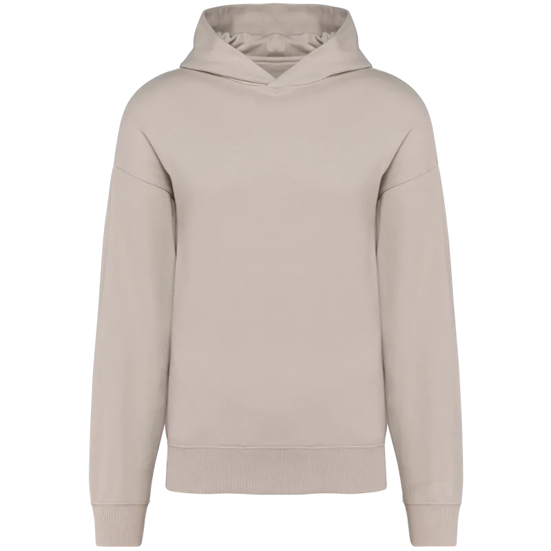 Oversized fleece sweater met capuchon in Clay