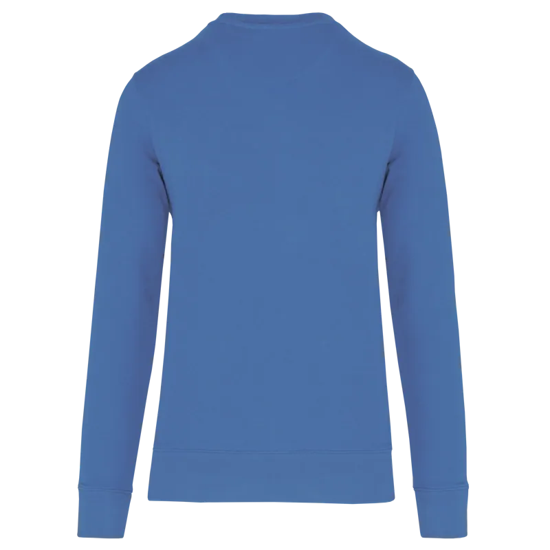 Ecologische sweater met ronde hals in Light Royal Blue, achterkant
