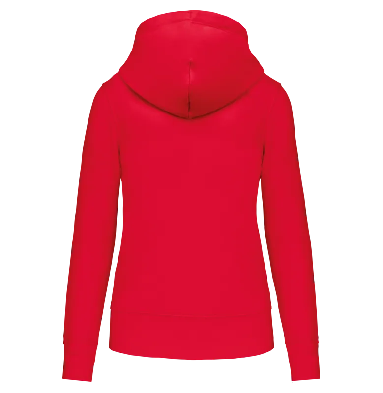 Ecologische damessweater met capuchon in Red, achterkant