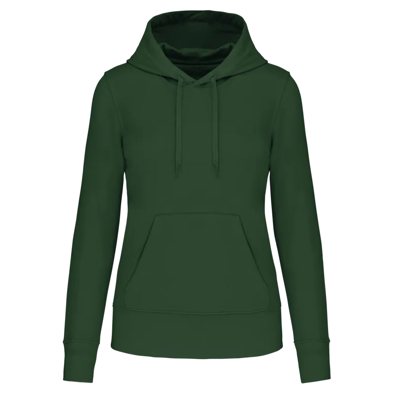 Ecologische damessweater met capuchon in Forest Green