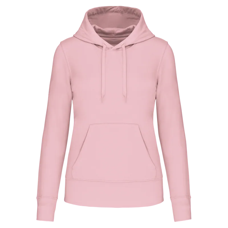 Ecologische damessweater met capuchon in Pale Pink