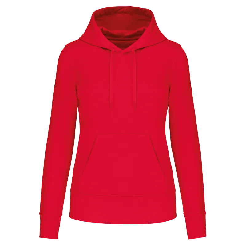 Ecologische damessweater met capuchon in Red