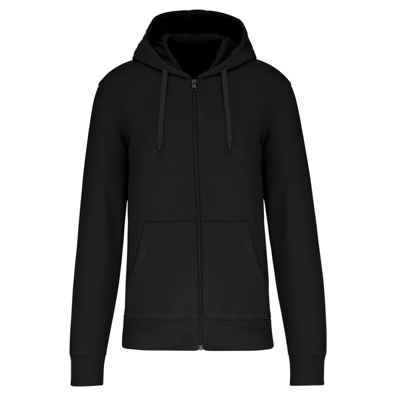 Ecologische herensweater met capuchon en ritssluiting in Black