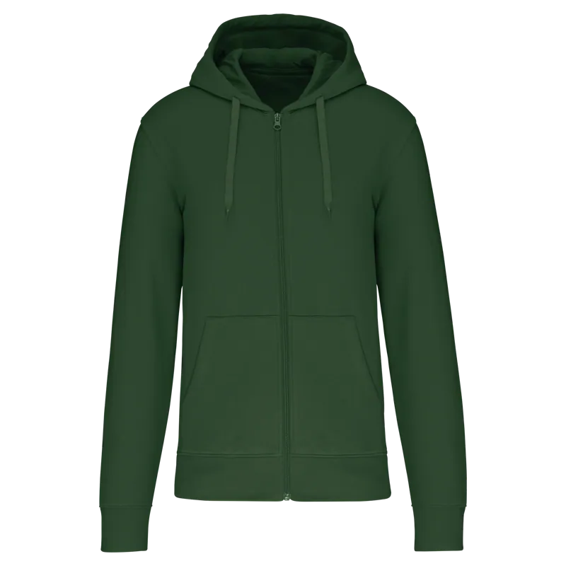 Ecologische herensweater met capuchon en ritssluiting in Forest Green