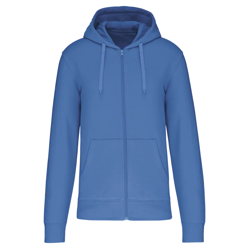 Ecologische herensweater met capuchon en ritssluiting in Light Royal Blue