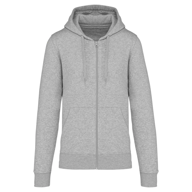 Ecologische herensweater met capuchon en ritssluiting in Oxford Grey