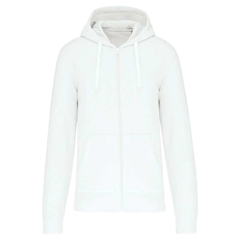 Ecologische herensweater met capuchon en ritssluiting in White