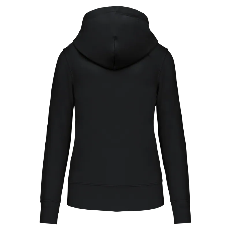 Ecologische damessweater met capuchon en ritssluiting in Black, achterkant