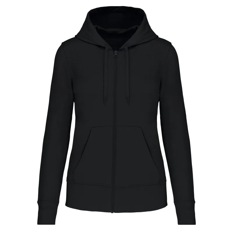 Ecologische damessweater met capuchon en ritssluiting in Black