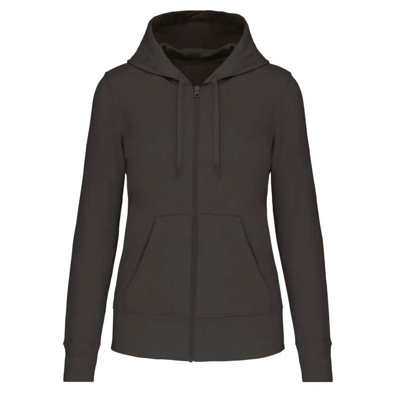 Ecologische damessweater met capuchon en ritssluiting in Dark Grey