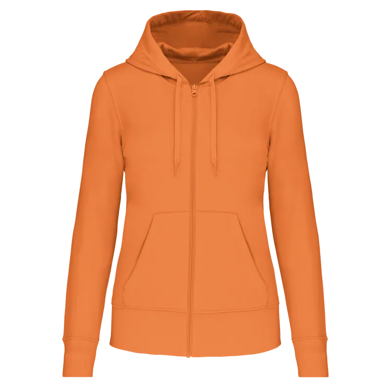 Ecologische damessweater met capuchon en ritssluiting in Light Orange