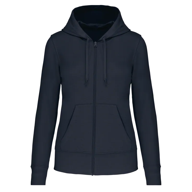 Ecologische damessweater met capuchon en ritssluiting in Navy