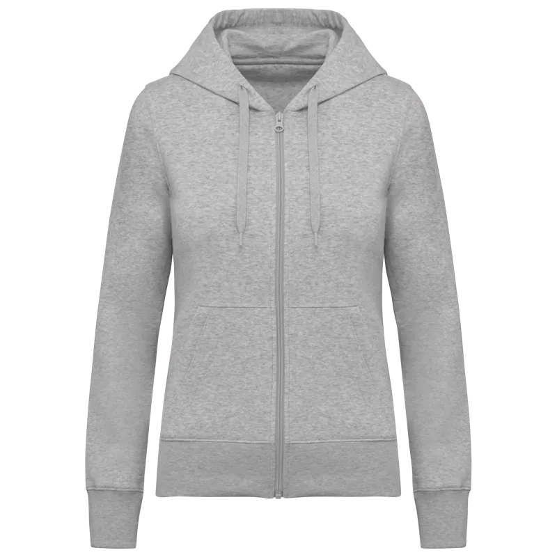 Ecologische damessweater met capuchon en ritssluiting in Oxford Grey