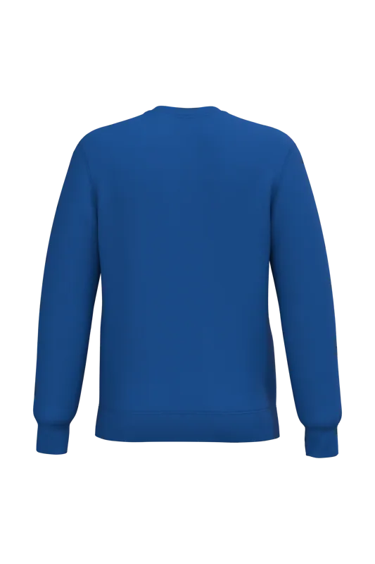 Gerecyclede uniseks sweater met ronde hals in Royal Blue, achterkant